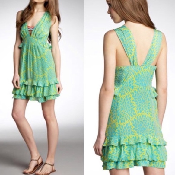 NANETTE LEPORE Santa Fe Hot Tamale Silk Ruffle Floral Print Mini Dress - Picture 2 of 10